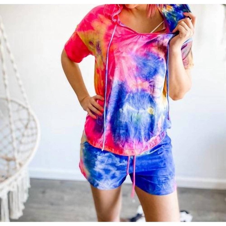 New White Birch Leisure Hoodie Top In Tie Dye Shirt Soft Stretchy